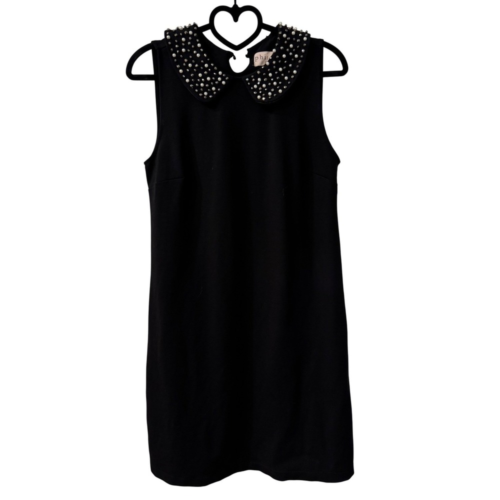 Philosophy Dresses Black Sleeveless Mini Dress with Beaded Collar Size M (D)